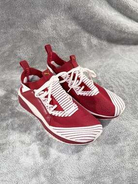Puma Tsugi Jun Sport Strip Red & White EvoKNIT Sneakers Women's 8.5